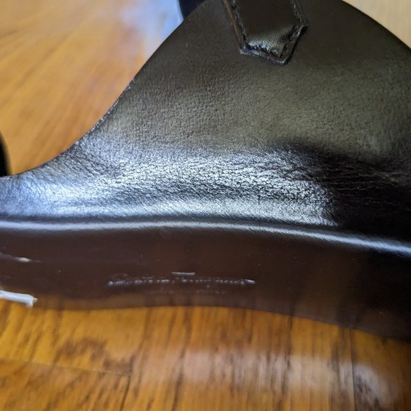 Salvador Ferragamo Black Leather heel Sandals Sz 10B Like new - Picture 11 of 13